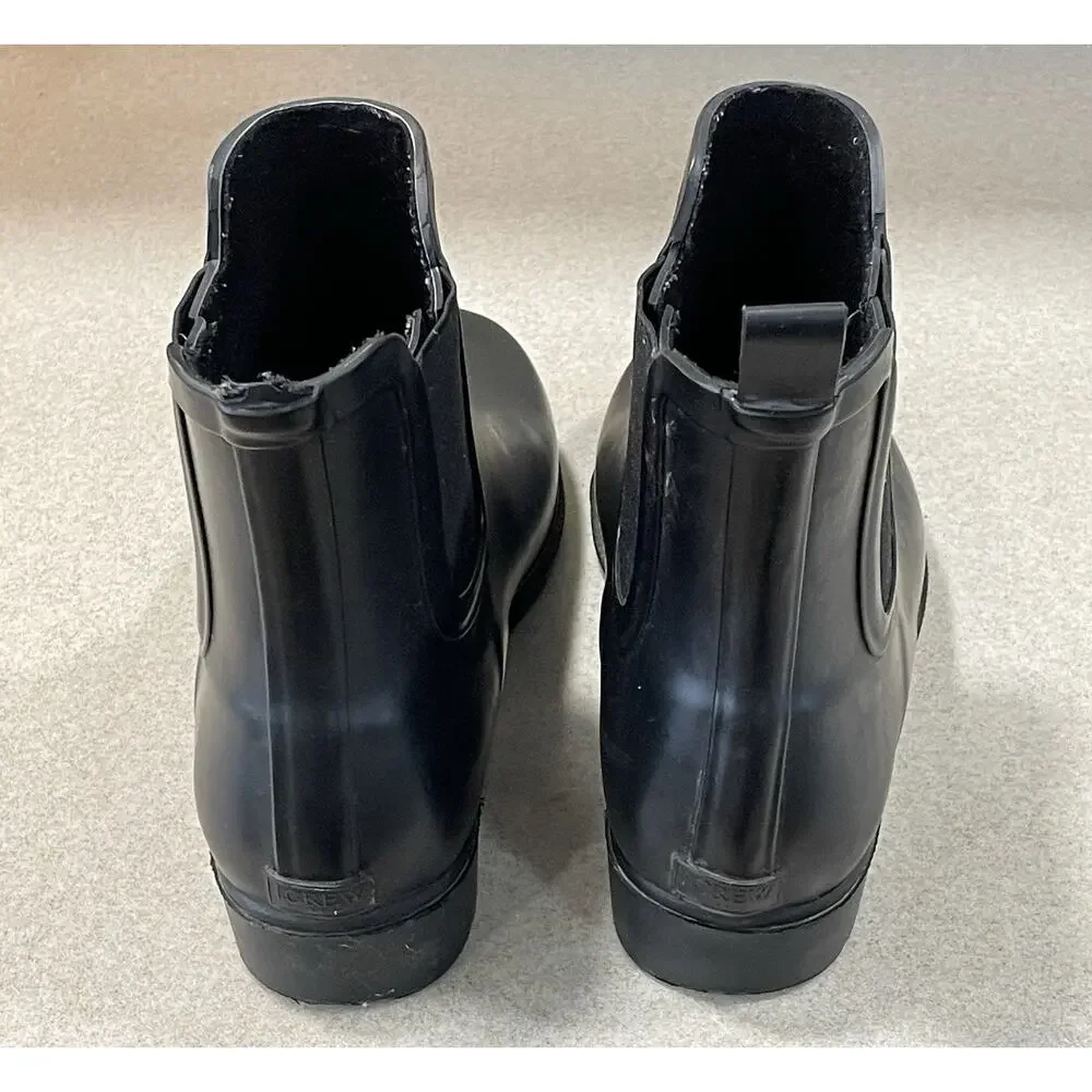 J. Crew Rain Boots Women’s Size 11 Black Chelsea Shoes Rubber Pull On Outdoors